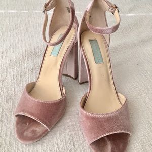 Betsey Johnson Pink Velvet Block Heels